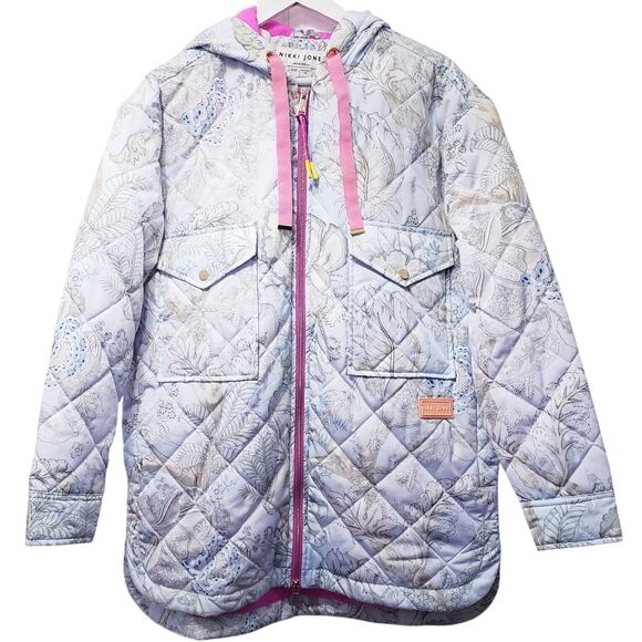 NIKKI JONES Montreal Floral Quilted Hooded Jacket Fully Lined Women's Size Small - Picture 1 of 16